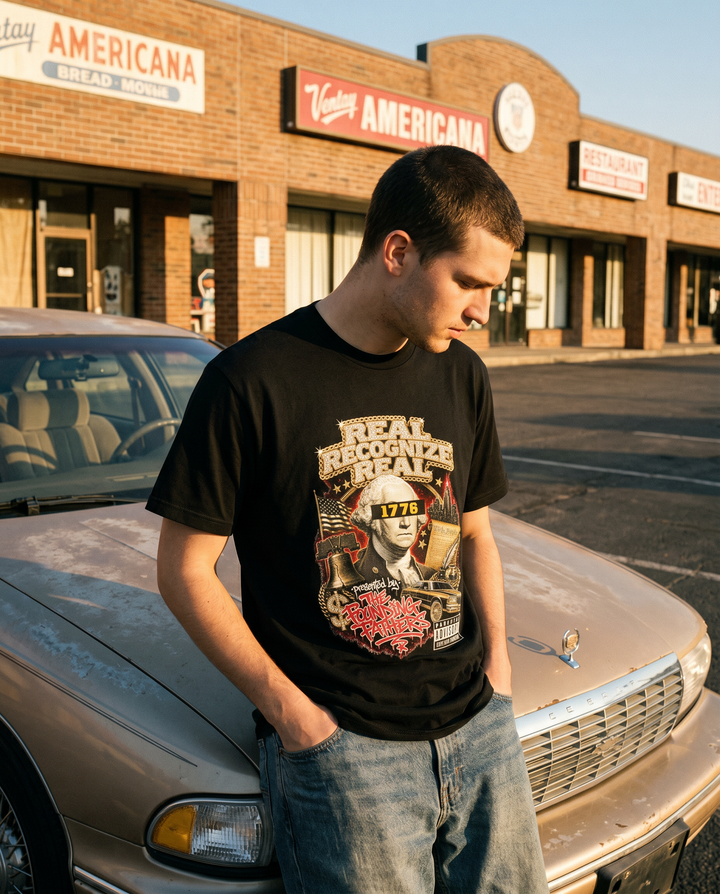 Real Recognize Real tee — lifestyle